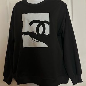 Black Sweaters with drawing CHANEL